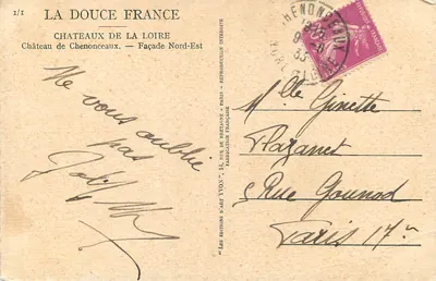 Zamek Chenonceaux — Façada Północno-Wschodnia — Wydawnictwo Sztuki Yvon — Rewers