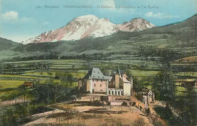 Uriage-les-Bains — O Castelo, o Monte Colon (2353 m) e Éperlay — Edição M. Bougdet, Grenoble, n°742