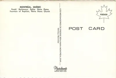 Fonds des Batismaux — Igreja Nossa Senhora de Notre-Dame, Montreal — Plastichrome — Verso