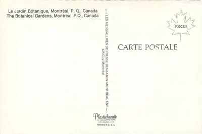 Jardim Botânico — Montréal, P.Q., Canadá — Plastichrome — Verso