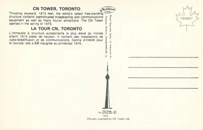 Tor Tower, Toronto — widok z powietrza — Plastichrome Canada, nr P315977 — Rewers