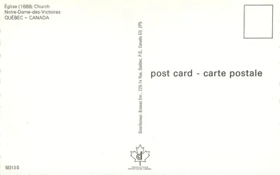 Katedra Notre-Dame-des-Victoires — Québec — wydawca DEXTER COLOR CANADA, nr 50313-D — Rewers