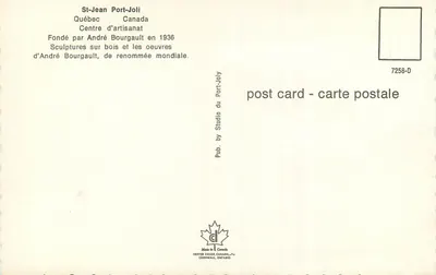 Centrum Rzemiosła — St-Jean Port-Joli — Wydane przez Studio du Port-Joli — Rewers