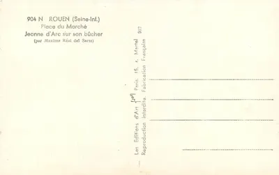 Jeanne d'Arc na swoim stosie – Rouen (Seine-Inf.) – Les Editions d'Art Française — Rewers