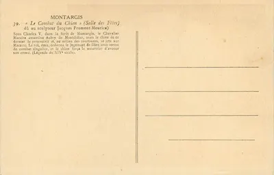 Bitwa z psem — Sala widowiskowa, Montargis — rzeźbiarz Jacques Froment-Meurice — Rewers