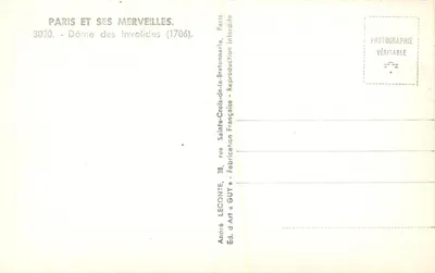 Dôme dos Invalidos — Paris — Ed. d'Art « GUY » — Verso