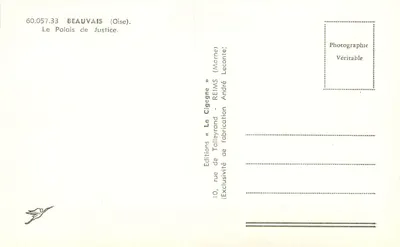 Beauvais (Oise) — Pałac Sądowy — Wydawnictwo La Cigogne — Rewers