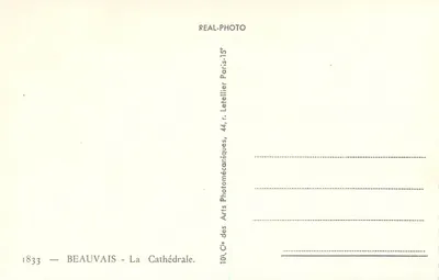 Beauvais — A Catedral — REAL-PHOTO — Verso