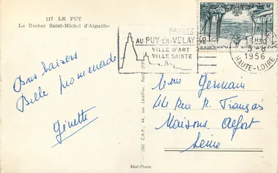O Rocher Saint-Michel d'Aiguilhe — Puy-en-Velay — C.A.P. (156) — Verso