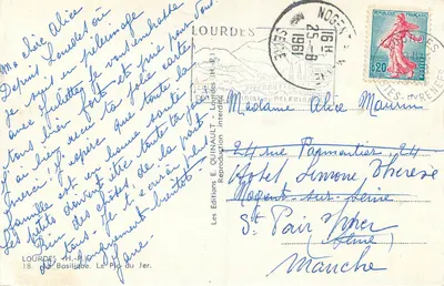 Lourdes — Basílica do Sagrado Coração — Les Editions Ouinault, série 18 — Verso