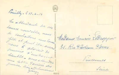 Arranjo de flores e envelope — Boa Festa — J.G. Paris, n°856/5 — Verso