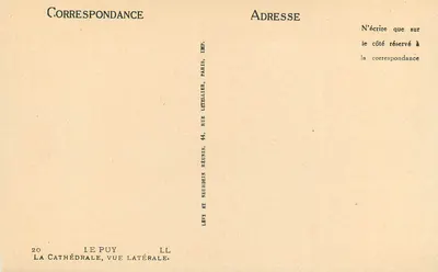 Le Puy — boczny widok katedry — Wyd. Levy & Neurdein, Paryż — Rewers