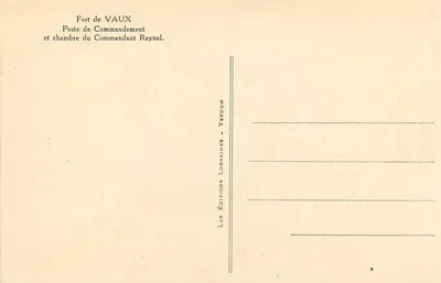 Fort Vaux — Dowództwo i pokój dowódcy Raynal — Wydawnictwo Lorrain - Verdun — Rewers
