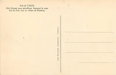 Betonowy schron dla karabinu maszynowego — Fort de VAUX — Wydawnictwo Lorraines - Verdun — Rewers