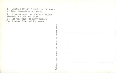 Verdun — Porta Chaussée i rzeka Meuse — Wydawnictwo Fortów Vaux i Douaumont — Rewers