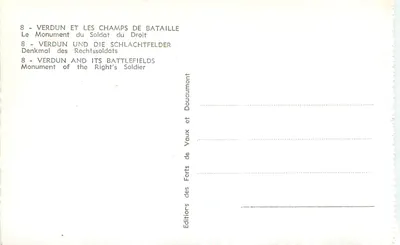 Monumento do Soldado do Direito — Verdun e os campos de batalha — Editores dos Forts de Vaux — Verso