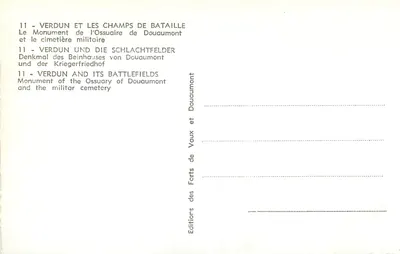 Verdun — Monumento do Ossuário de Douaumont e cemitério militar — Éditions des Forts de Vaux — Verso