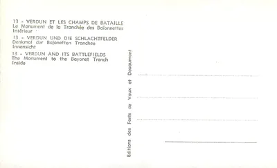 Verdun e os campos de batalha — O monumento da trincheira das baionetas — Edições dos Fortes de Vaux — Verso
