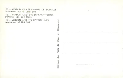 Monumento de la Cote 304 — Verdún — Éditions des Forts de Vaux et Douaumont — Reverso