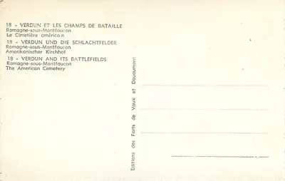 Amerykański cmentarz w Romagne-sous-Montfaucon — Verdun i pola bitewne — Éditions des Forts de Vaux — Rewers