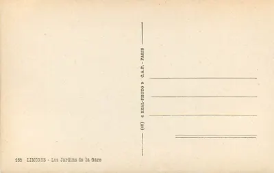 Limoges — Jardins de la Gare — Wydawca C.A.P. Paris — Rewers