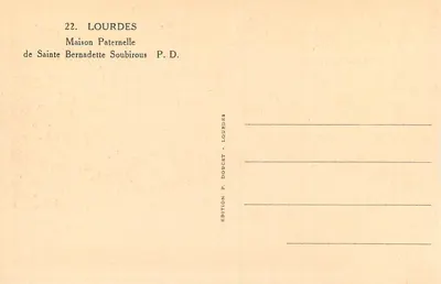 Dom Ojczysty Bernadetty Soubirous — Lourdes — Wydawnictwo P. Doucet — Rewers