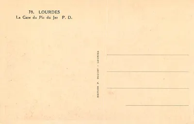 Lourdes — La Estación del Pic du Jer — Edición P. Doucet — Reverso