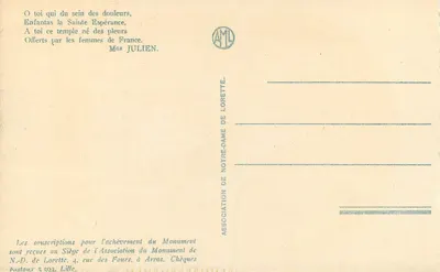 Nossa Senhora de Lorette — A Capela e a Torre — Cordonnier, Arquiteto ; Coin, Escultor — LL — Verso