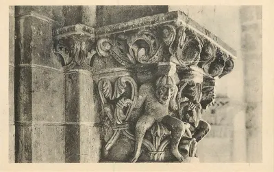 Igreja de Cunault — Pilar II — Personagens Cariatides — Carta postal n°23