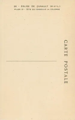 Iglesia de Cunault (M-et-L) — Pilar 13, cabeza que abraza la columna — Tarjeta postal — Reverso