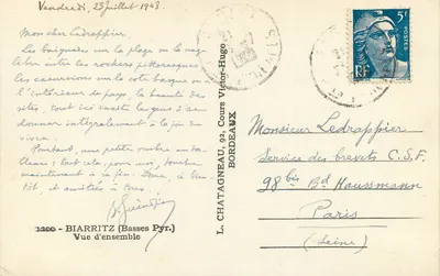 Biarritz — Widok ogółem — L. CHATAGNEAU, Cours Victor-Hugo, Bordeaux — Rewers