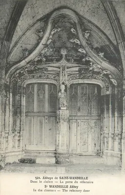 Abadia de Saint-Wandrille — Porta do refectório no claustro — Editor Delamare, Yvetot