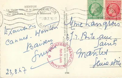 Menton — De Oude Stad en de Boulevard Garavan — Uitgever Etel — Achterkant