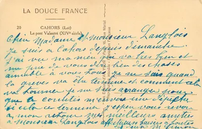 O ponte Valentré (século XIV) — Cahors (Lot) — Edição 'La Douce France' n°20 — Verso