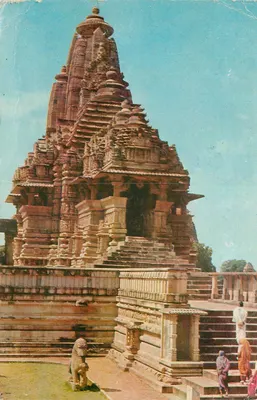 Bilhete postal moderno Índia Khajuaho Templo de Lashman