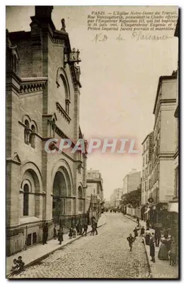 FOTO De Bilhete postal antigo Paris - 14 A Igreja Nossa Senhora do Trabalho - Rue Vereingetorix