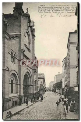 Paris - 14 A Igreja Nossa Senhora do Trabalho - Rue Vereingetorix - Bilhete postal antigo