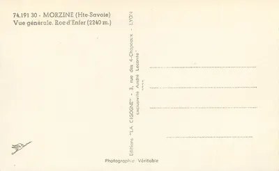 Morzine (Haute-Savoie) — Vista geral. Roc d'Enfer (2240 m.) — LA CIGOGNE — Verso