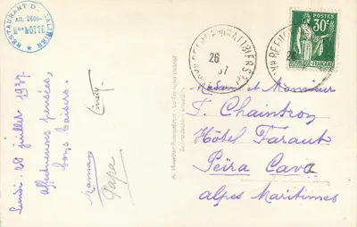 Rodovia do Galibier — Les Écrins (4103) — A. Houvriter, La Tronche (reprodução proibida) — Verso