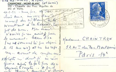 Kaplica Prazes — Aiguilles du Drû et Verte — Chamonix-Mont-Blanc, wydanie Mont-Blanc-Léman — Rewers