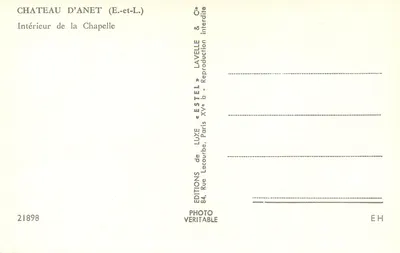 Interior de la capilla del Castillo de Anet — Editor Estel, n° 21898 — Reverso