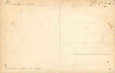 Ruedihaus em Kandersteg — fotogravura — Wehrli A.G. Zürich — Verso