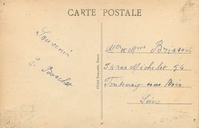 Cannes Écluse — Le Barrage — Édition Delbargue, à Montereau — Verso