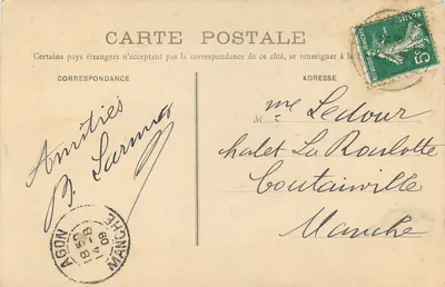 Jaskinie La Balme (Isère) — Wejście do Jaskinii — F. Roux, fermier jaskinii — Rewers