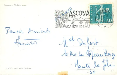 Widok z lotu nad Lacem Locarno — wyd. Alfa Locarno nr LO 11312 — Rewers
