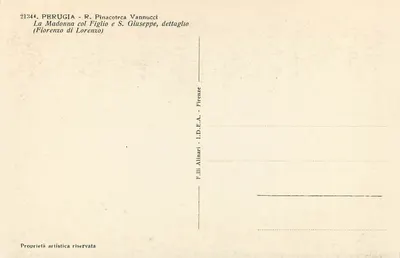 Perugia - R. Pinacoteca Vannucci - Matka Boża z Dzieciątkiem i Święty Józef, szczegół (Fiorenzo di Lorenzo) — Rewers