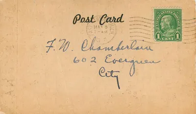 Ogłoszenie reklamowe na dzień Matki — Gene Averill, kwiaty, East Lansing — 1919 — Rewers