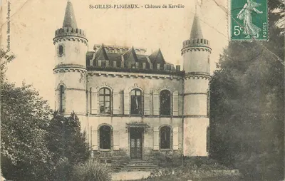 Bilhete postal antigo St Gilles Pligeaux Castelo de Kerilio