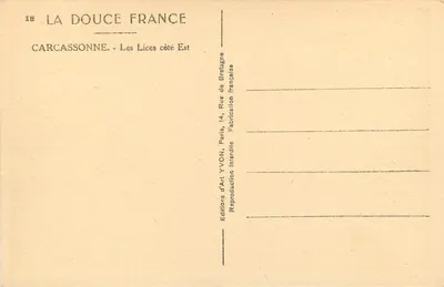 Carcassonne — Les Lices lado Leste — Edições d'Art YVON — Verso