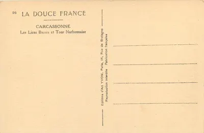 Carcassonne — Les Lices Basses e Torre Narbonnese — Yvon — Verso